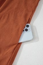 Gold Flame Light Snap Button Empire Waist Lantern Sleeve Corduroy Dress - Image 12