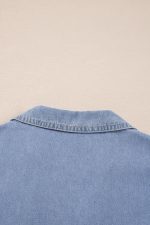 Beau Blue Lapel Neck Cap Sleeve High Waist Denim Babydoll Dress - Image 13