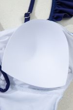 Blue Cutout Ruffle Spaghetti Strap One-Piece Swimwear - Image 14