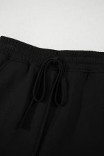 Black French Terry Drawstring Mini Skort with Pockets - Image 9
