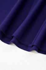 Navy Blue Adjustable Straps Cutout Ruched Knot Slit One Piece Swim Dress - Image 5