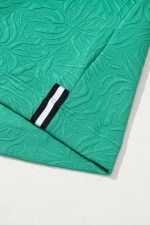 Sea Green Jacquard Textured Quarter Zipper Pop of Color Neckline Dress - Image 12