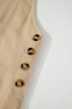 Parchment Side Buttons Sleeveless Overall Mini Dress - Image 12