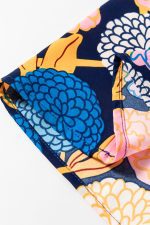 Navy Blue Hydrangea Floral V Neck Puff Sleeve Dress - Image 12