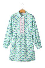 Green Floral Print Scallop Trim Pocket Mini Dress - Image 14