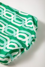 Bright Green Abstract Print Puff Sleeve Pop of Color Neckline Dress - Image 15