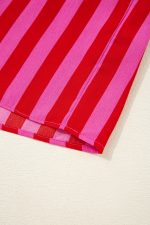 Rose Stripe Ruffle Strap Shirred Bodice Tiered Maxi Dress - Image 11