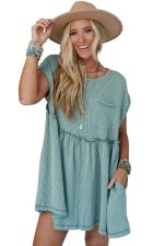 Canton Textured Patched Pocket Frilly Mini Dress - Image 20