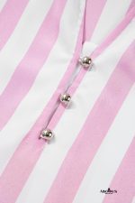 Rose Striped Long Sleeve Buttons Loose Mini Dress - Image 11