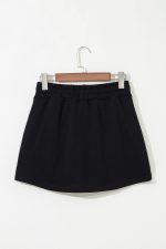 Black French Terry Drawstring Mini Skort with Pockets - Image 7