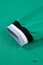 Mint Green Preppy Contrast Striped V Neck Long Sleeve T-shirt Dress - Image 9