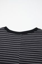 Black Stripe Ruffle Short Sleeve T Shirt Mini Dress - Image 10