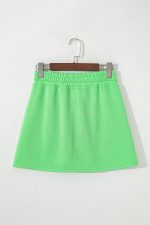 Light Green French Terry Drawstring Mini Skort with Pockets - Image 7