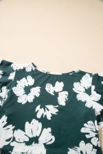 Dark Green Floral Print Ruffle Sleeve Empire Waist Mini Dress - Image 13