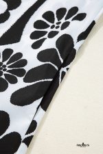 Black Abstract Print V Neck Puff Sleeve Mini Dress - Image 9