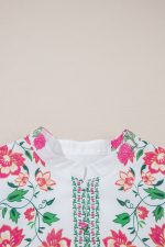 White Floral Print Loose Tiered Maxi Dress - Image 6