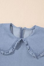 Beau Blue Frill Trim Peter Pan Collar Denim Babydoll Dress - Image 11