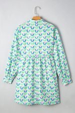 Green Floral Print Scallop Trim Pocket Mini Dress - Image 5