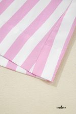 Rose Striped Long Sleeve Buttons Loose Mini Dress - Image 13