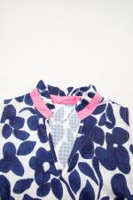 Blue Floral Sleeveless Notched V Neck Mini Dress - Image 11