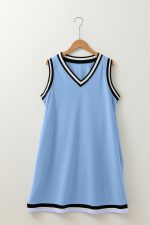 Myosotis Contrast Trim V Neck Sleeveless Mini Dress - Image 12