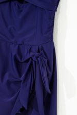 Navy Blue Adjustable Straps Cutout Ruched Knot Slit One Piece Swim Dress - Image 6