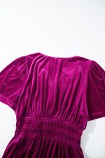 Red Dahlia Velvet Short Sleeve Shirred Waist Tiered Maxi Dress - Image 16