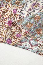 Apricot Floral Print Short Wide Sleeve Open Front Loose Kimono - Image 11