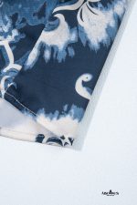 Blue Boho Floral Print Buttoned Collared Loose Fit Mini Dress - Image 10