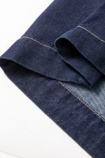 Dirty Blue Puff Sleeve Half Zipper Denim Flowy Dress - Image 14