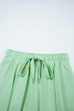 Light Green Drawstring High Waist Lined Tennis Skort - Image 8