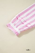 Rose Striped Long Sleeve Buttons Loose Mini Dress - Image 12