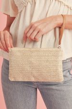 Oatmeal Braided Wrist Strap Zipper Large Capacity Clutch - Image 3