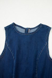Dirty Blue Zipped Bodycon Sleeveless Denim Mini Dress - Image 12