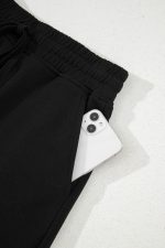 Black French Terry Drawstring Mini Skort with Pockets - Image 11
