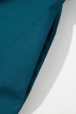 Blue Sapphire Puff Sleeve Pleated Pop of Color Neckline Dress - Image 9