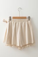 Apricot Boho Tassel Trim Wrap Knot Side Mini Skort - Image 8