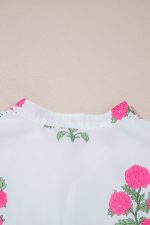 White Floral Print Loose Tiered Maxi Dress - Image 9