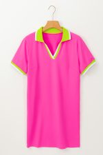 Rose Red Pop of Color Neckline T-shirt Dress - Image 5