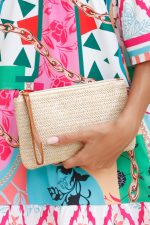 Oatmeal Braided Wrist Strap Zipper Large Capacity Clutch - Image 10