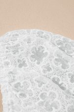 White Floral Lace Puff Sleeve Empire Waist Mini Dress - Image 10