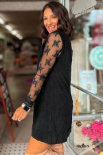 Black Corduroy Exposed Seam Sleeveless Mini Dress - Image 3