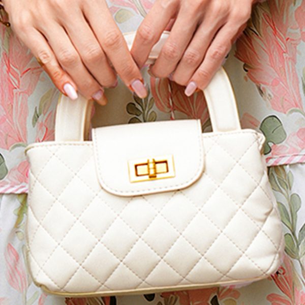 White Diamond Grid Chain Shoulder Bag