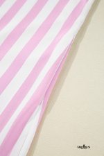 Rose Striped Long Sleeve Buttons Loose Mini Dress - Image 14