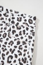White Leopard Frayed Hem Denim Shorts - Image 9