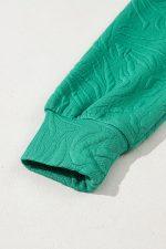 Sea Green Jacquard Textured Quarter Zipper Pop of Color Neckline Dress - Image 14