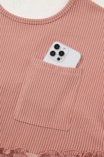 Dusty Pink Textured Patched Pocket Frilly Mini Dress - Image 10