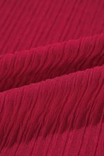 Fiery Red Frill Trim V Neck Loose Fit Ribbed Mini Dress - Image 19