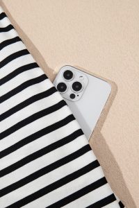 Black Stripe Collared Puff Sleeve Pocketed Mini Dress - Image 12