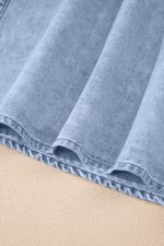 Beau Blue Ruffle Sleeve Button Down A-line Mini Denim Dress - Image 13